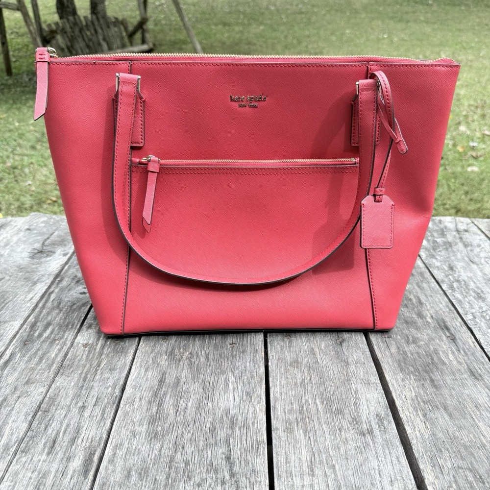 Kate Spade Red Saffiano Leather Cameron Street Lucie‎ Tote..see Description
